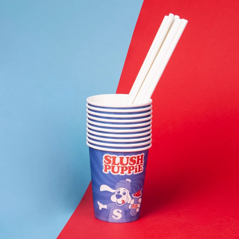 SLUSH PUPPiE Pappbecher Slush-Becher und Strohhalme im Set