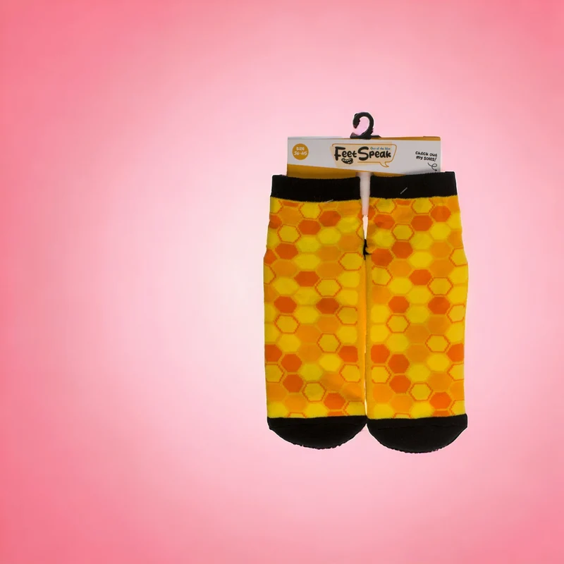 Socken Bienenwaben Bienen Strumpf mit ABS Sohle in 36-45 im Paar