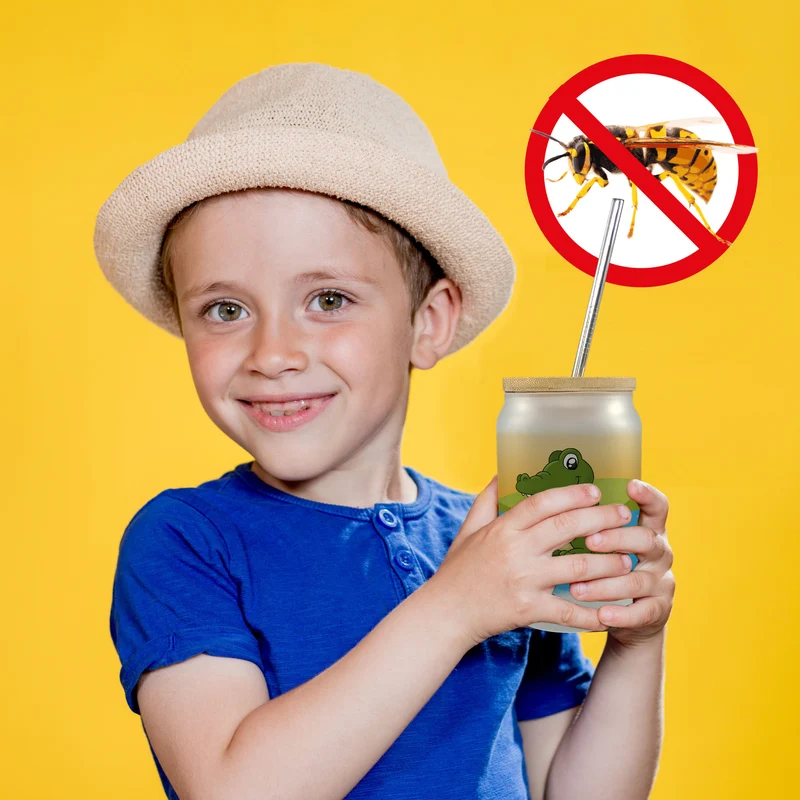 Krokodil Trinkglas mit Bambusdeckel