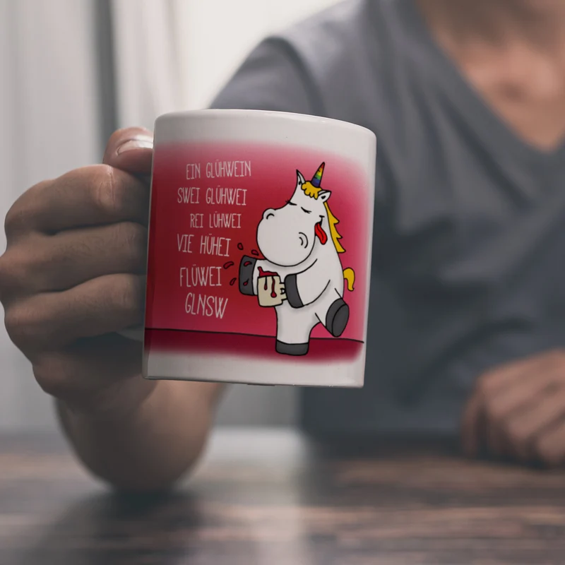Honeycorns Kaffeebecher mit Einhorn mit Glühwein Motiv