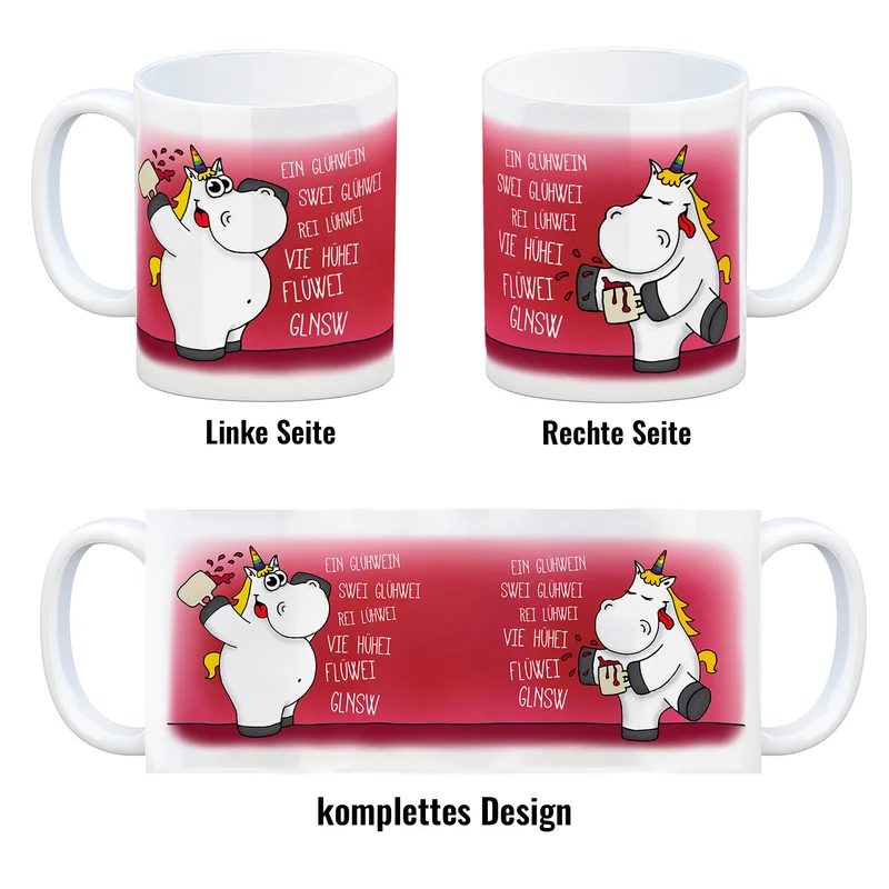Honeycorns Kaffeebecher mit Einhorn mit Glühwein Motiv