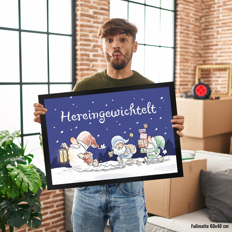 Hereingewichtelt Fußmatte in 35x50 cm mit Spruch