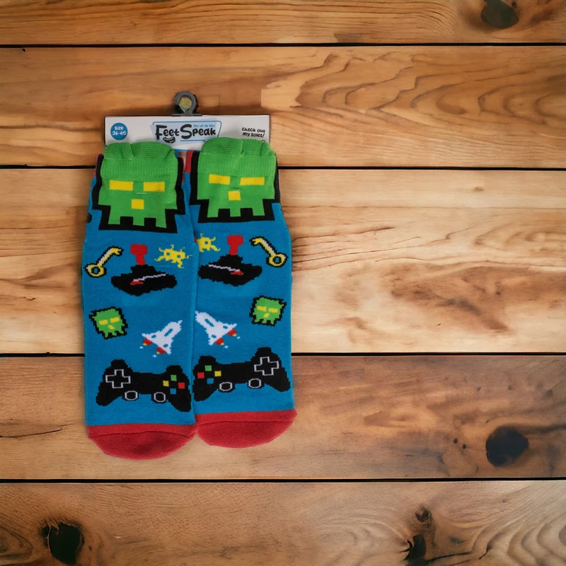 Socken Game Over Zocken Strumpf mit ABS-Sohle in 36-45 im Paar