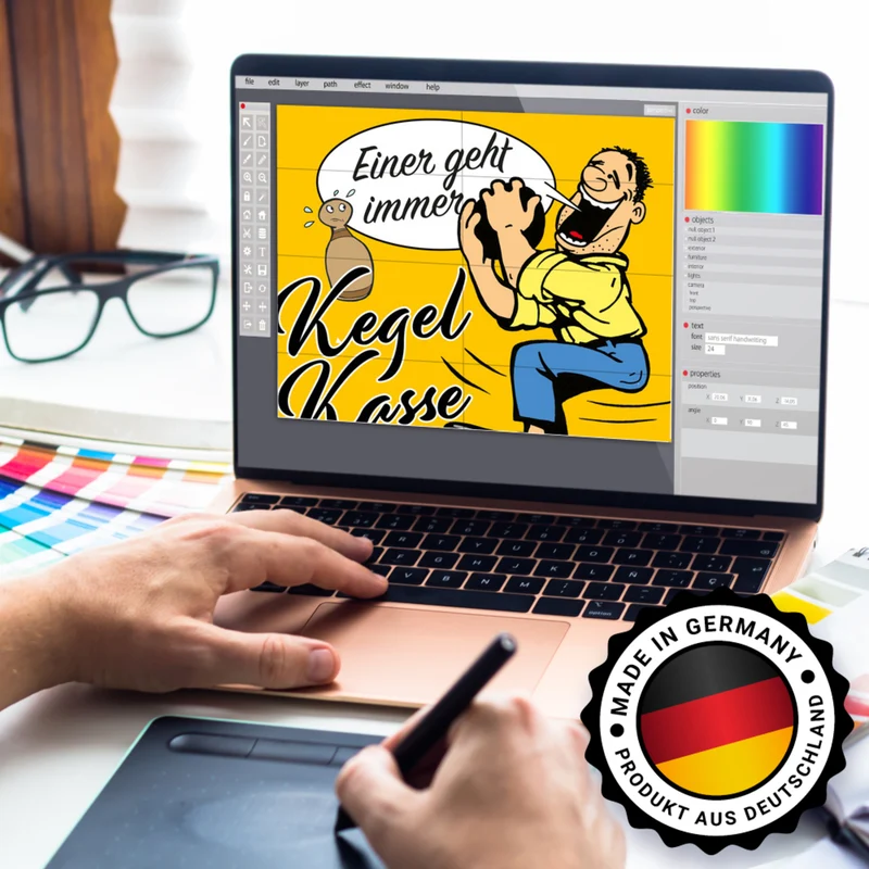 Kegelkasse Spardose Einer geht immer mit lustigem Kegelspieler Motiv