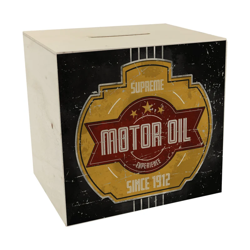 Motor Oil Benzin Spardose im Used-Look