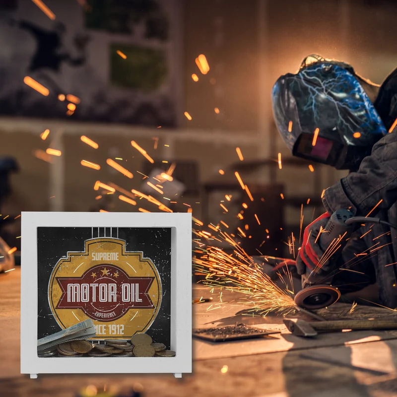 Motor Oil Benzin Spardose im Used-Look