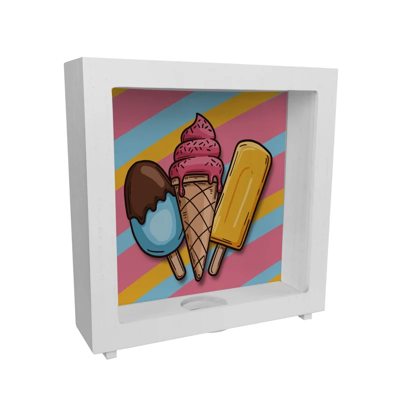 Eiscreme Spardose mit verschiedenen leckeren Sorten