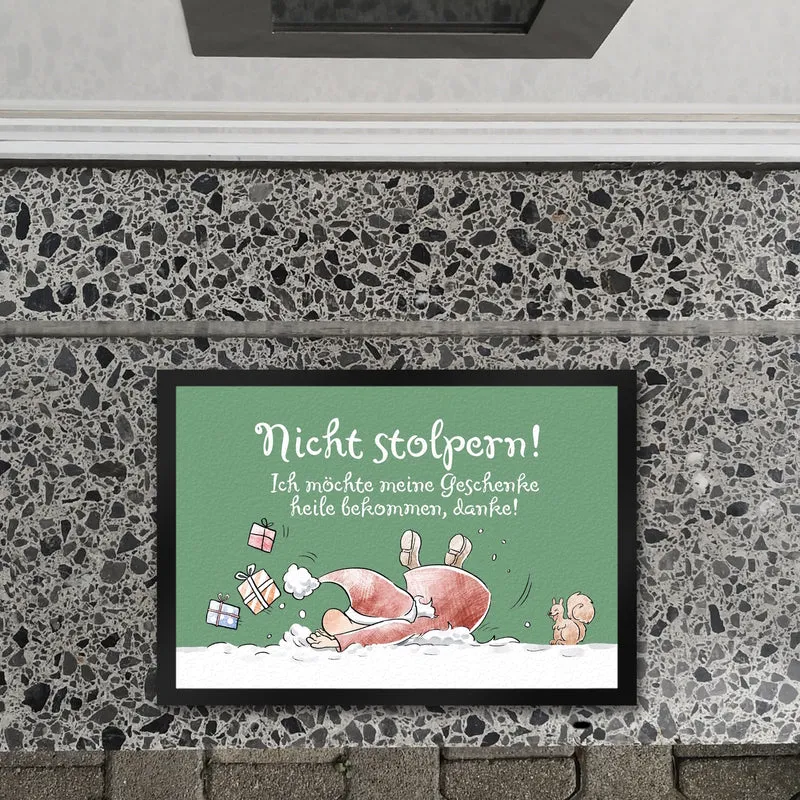 Nicht stolpern Fußmatte in 35x50 cm mit Weihnachtswichtel