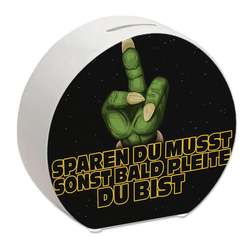 Sparen du musst sonst bald pleite du bist Spardose mit Sci-Fi Motiv