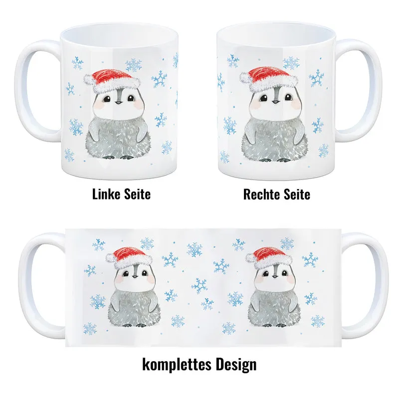 Pinguin mit Weihnachtsmütze Kaffeebecher