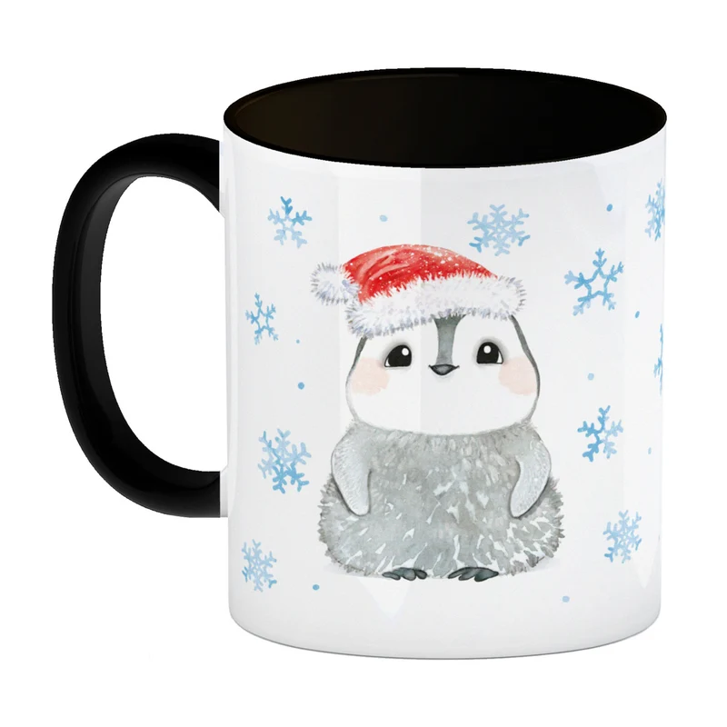 Pinguin mit Weihnachtsmütze Kaffeebecher