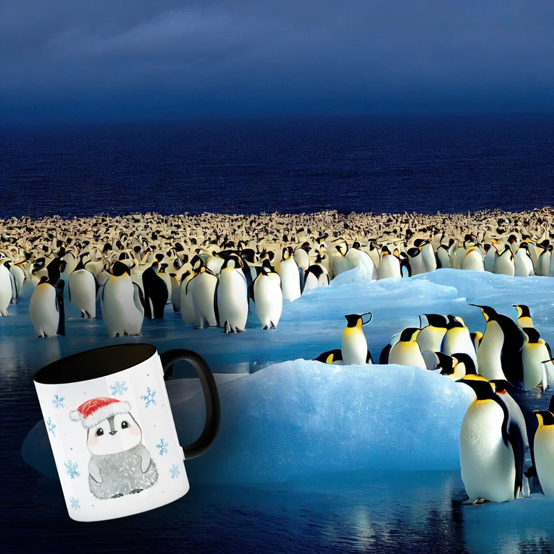 Pinguin mit Weihnachtsmütze Kaffeebecher
