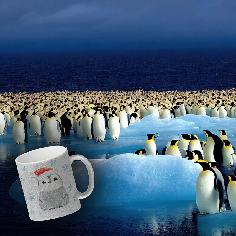 Pinguin mit Weihnachtsmütze Kaffeebecher