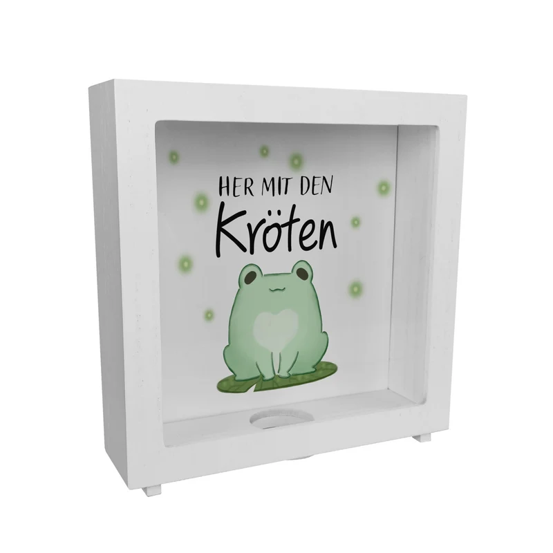 Frosch Spardose mit Spruch Her mit den Kröten