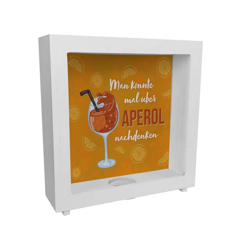 Cocktail Spardose mit Spruch Man könnte mal über Aperol nachdenken