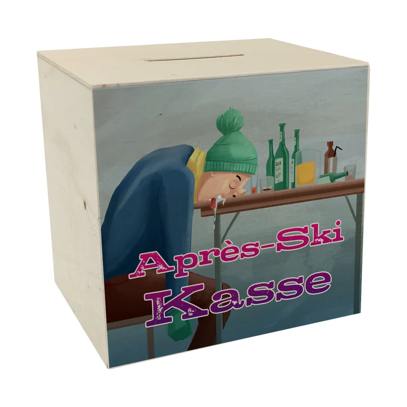 Spardose für die nächste Party mit lustigem Motiv und Spruch - Après-Ski Kasse