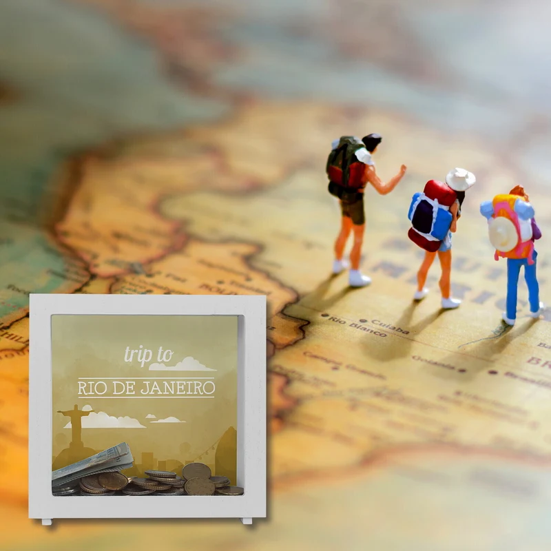 Spardose mit schönem Motiv und Text - Trip to Rio de Janeiro