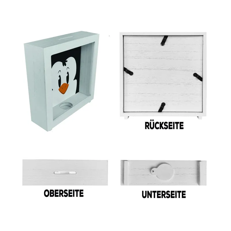 Spardose aus Keramik mit niedlichem Pinguin-Gesicht - für kleine Kinder