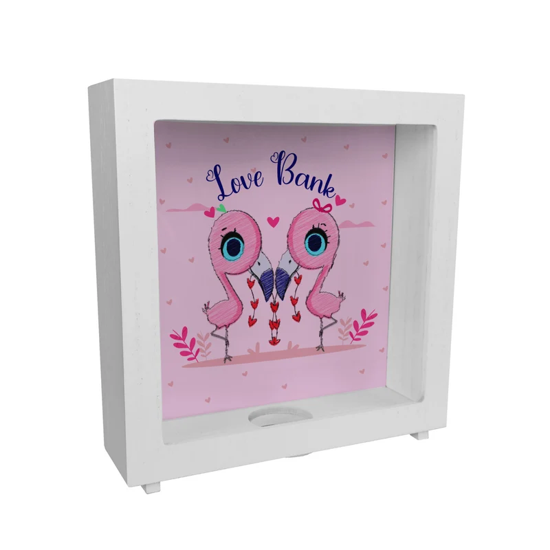Flamingo Spardose in rosa mit Spruch Love Bank