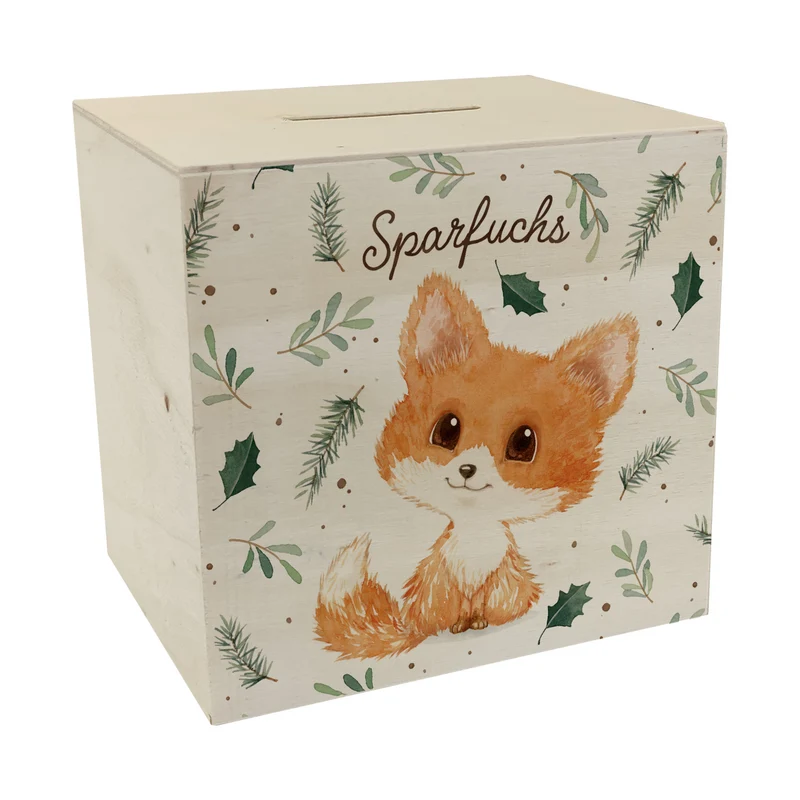 Babyfuchs Spardose mit Spruch Sparfuchs