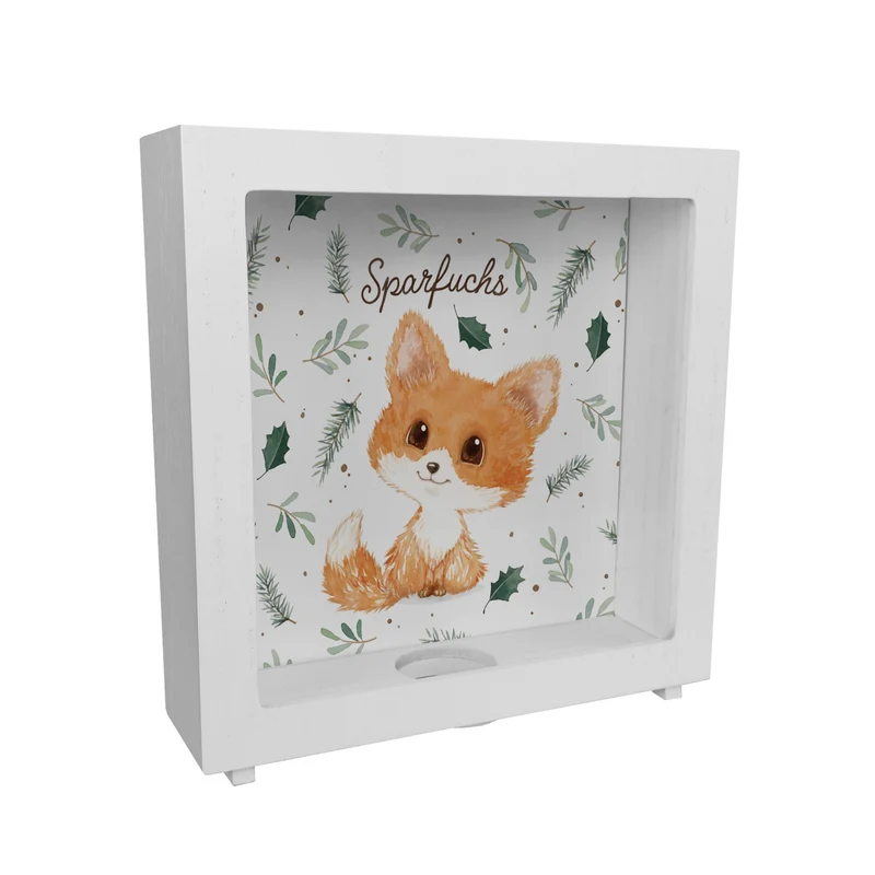 Babyfuchs Spardose mit Spruch Sparfuchs