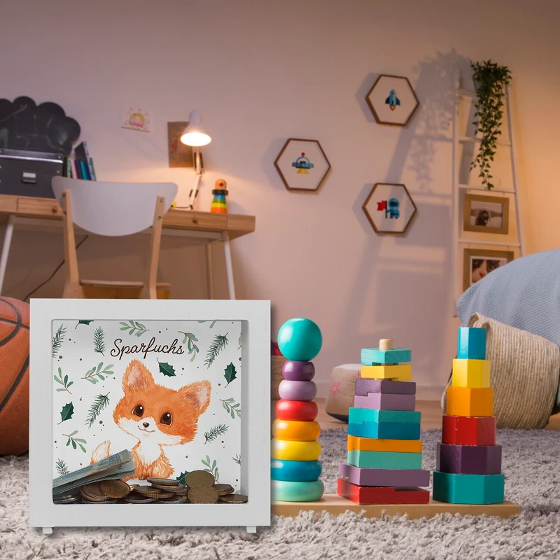 Babyfuchs Spardose mit Spruch Sparfuchs