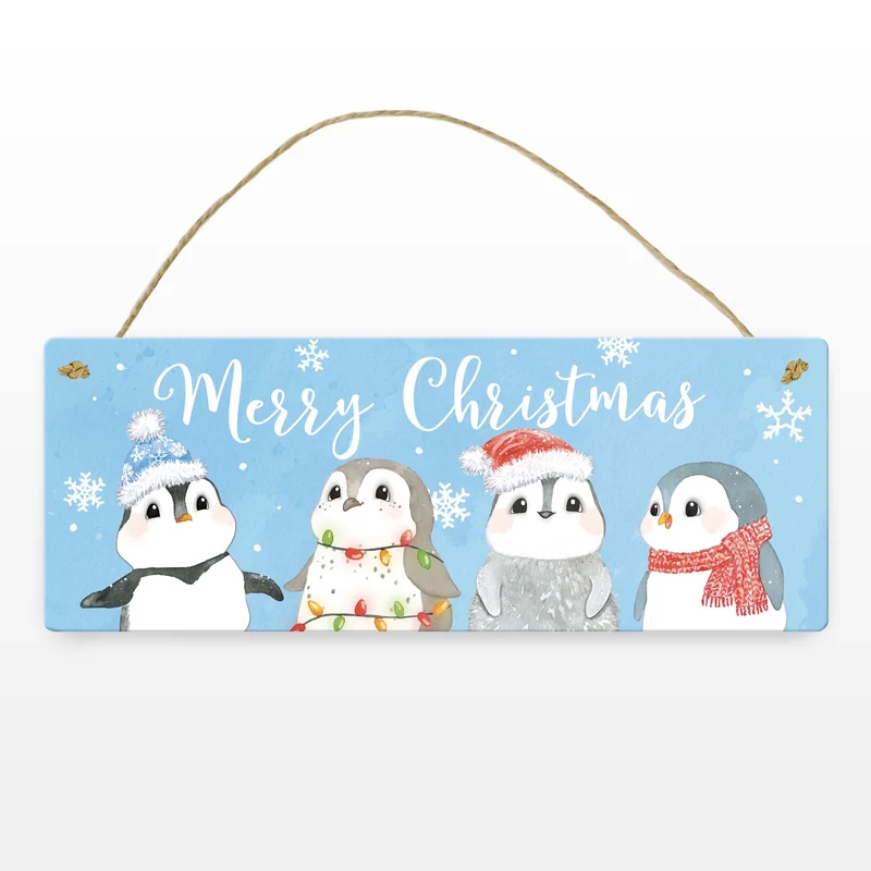 Baby Pinguin Metallschild mit Spruch Merry Christmas