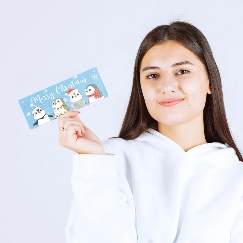 Baby Pinguin Metallschild mit Spruch Merry Christmas