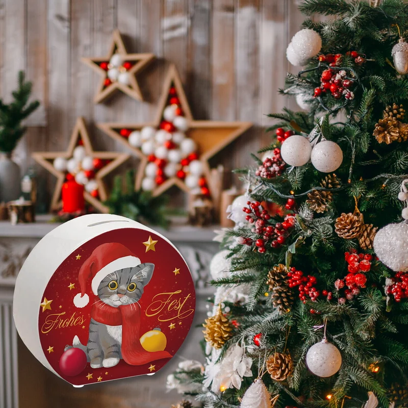 Frohes Fest Weihnachten Spardose mit Katze