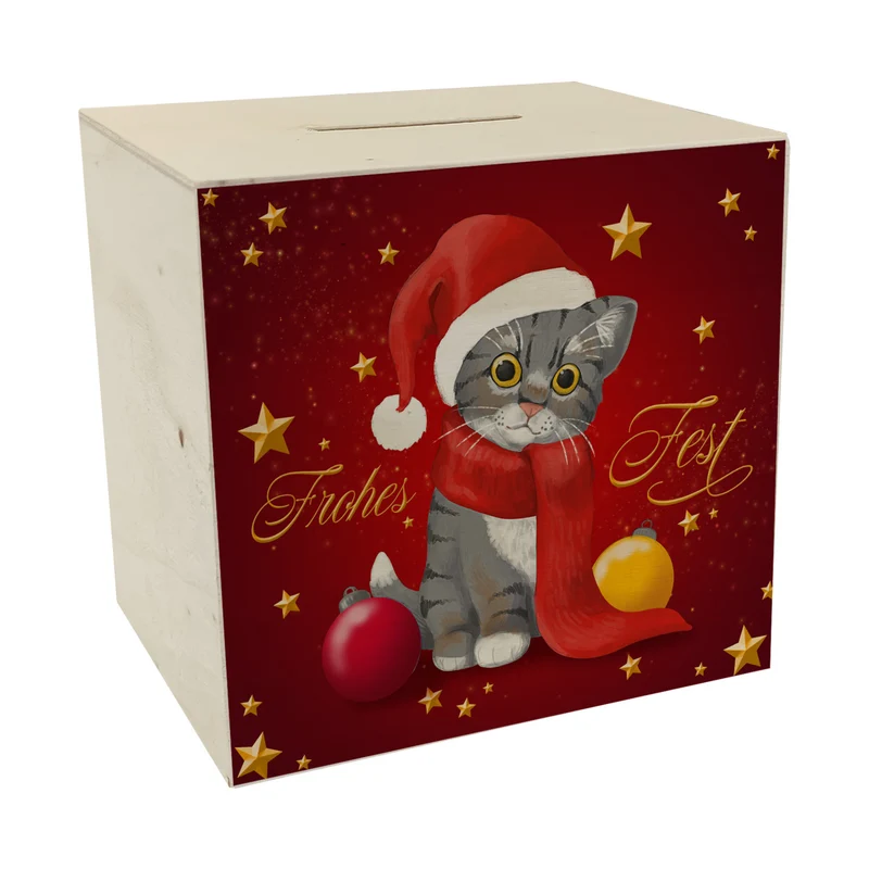 Frohes Fest Weihnachten Spardose mit Katze