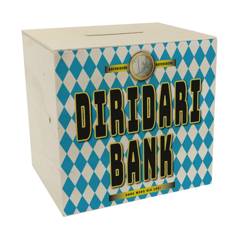 Diridari Bank Bayernflagge Spardose mit Spruch Ohne Moos nix los