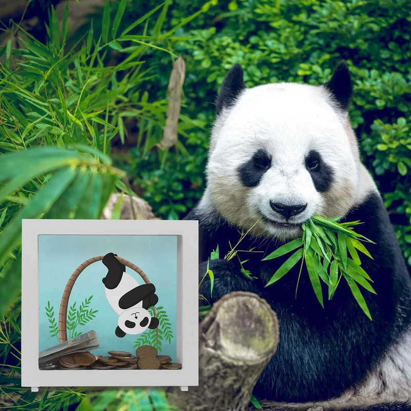 Panda auf Bambus Spardose