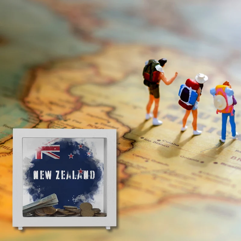 Spardose mit Neuseeland-Flagge im Used Look - Sparschwein für Urlauber