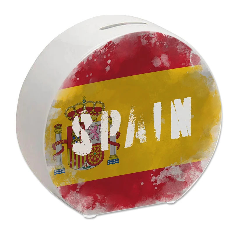 Spardose mit Spanien-Flagge im Used Look - Sparschwein für Urlauber