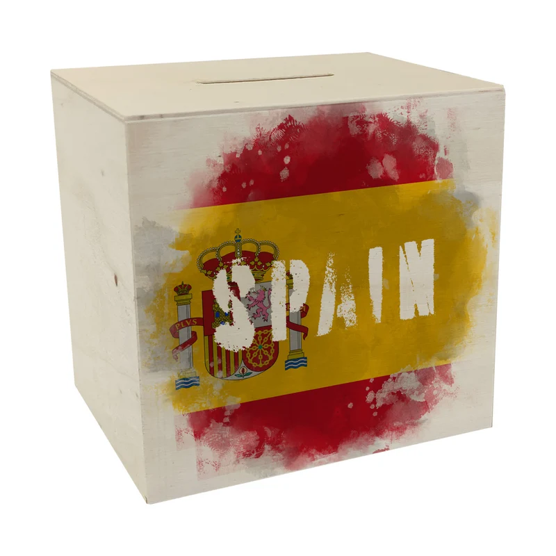 Spardose mit Spanien-Flagge im Used Look - Sparschwein für Urlauber