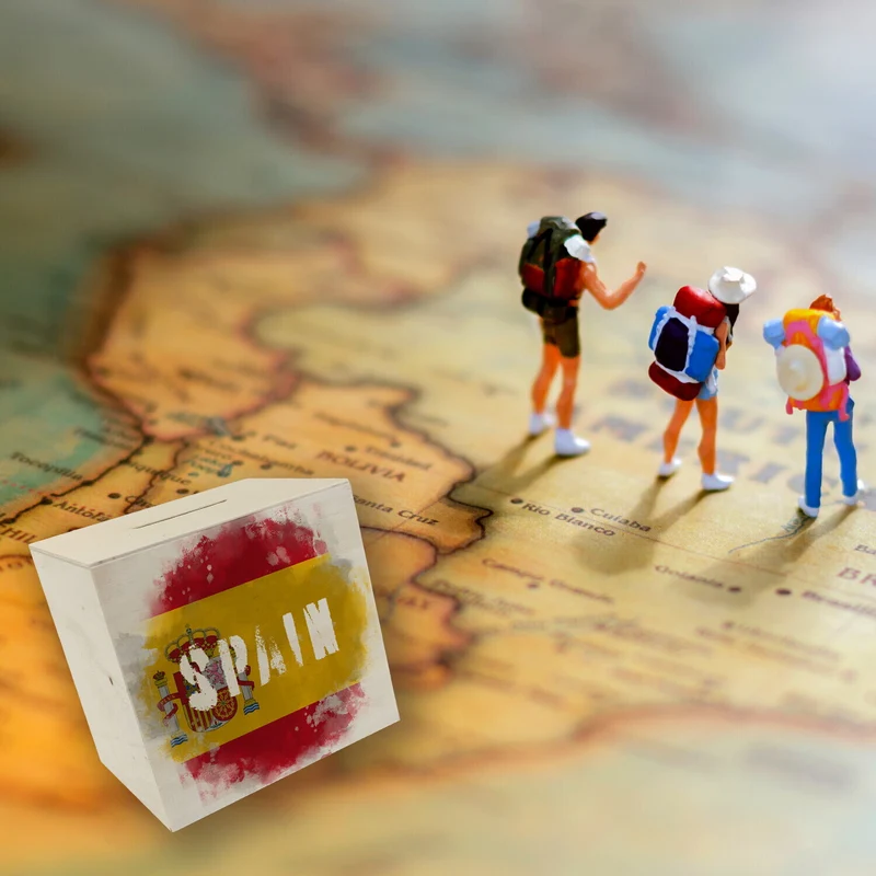 Spardose mit Spanien-Flagge im Used Look - Sparschwein für Urlauber