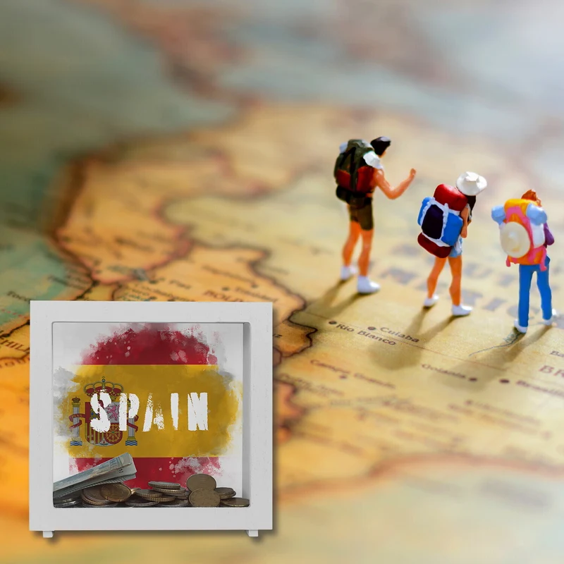 Spardose mit Spanien-Flagge im Used Look - Sparschwein für Urlauber