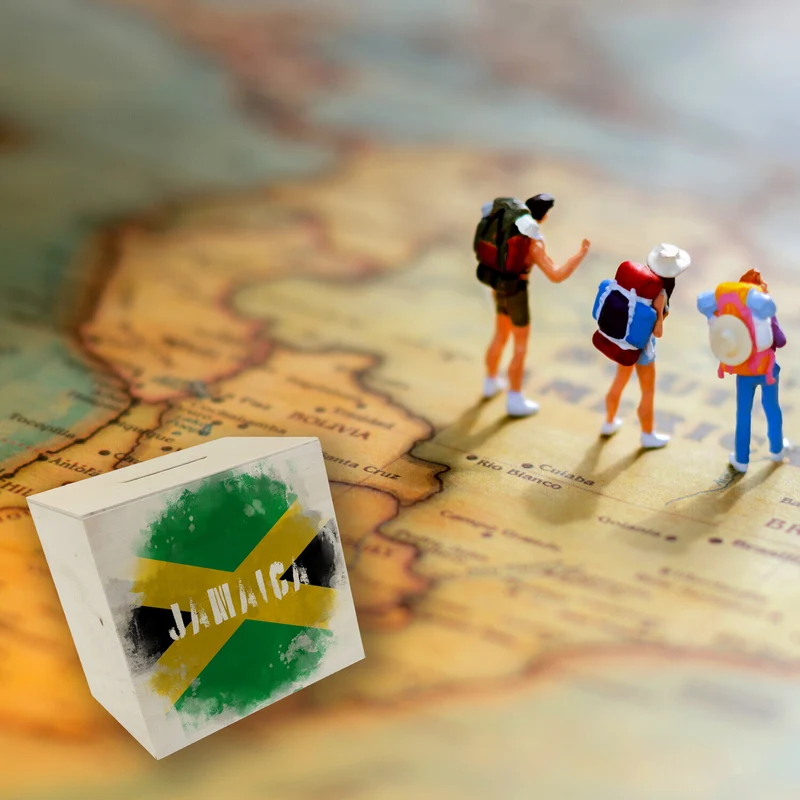 Spardose mit Jamaika-Flagge im Used Look - Sparschwein für Urlauber