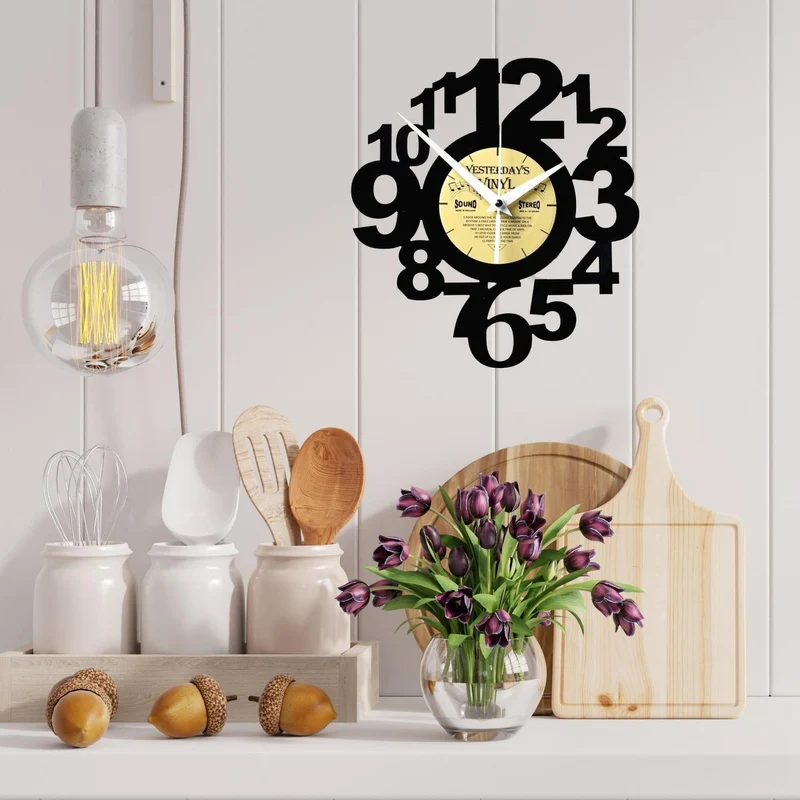 Ziffern Vinyl Wanduhr aus einer echten Schallplatte