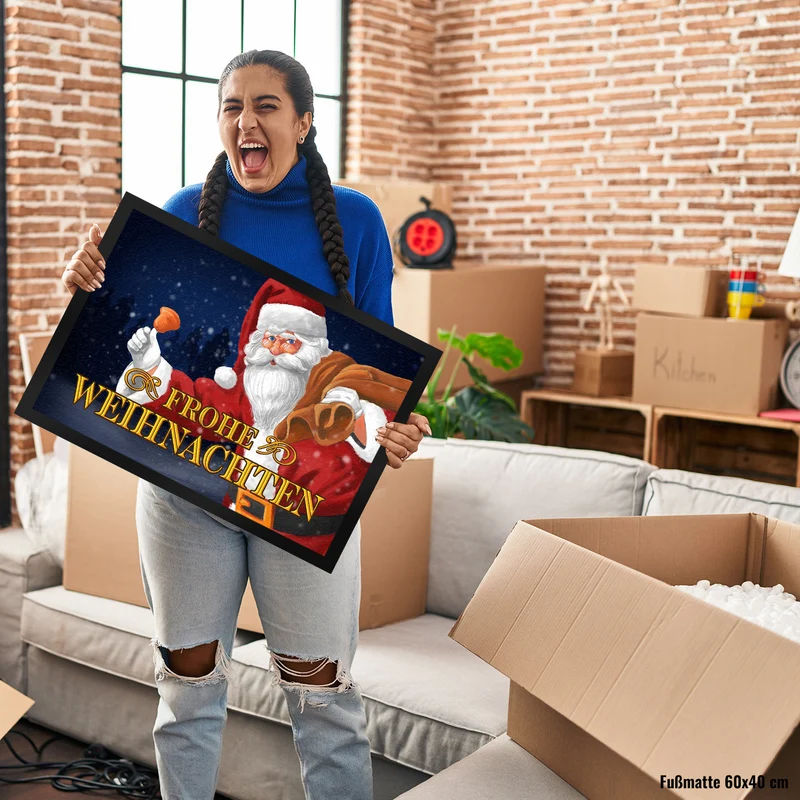 Frohe Weihnachten mit Weihnachtsmann Fußmatte