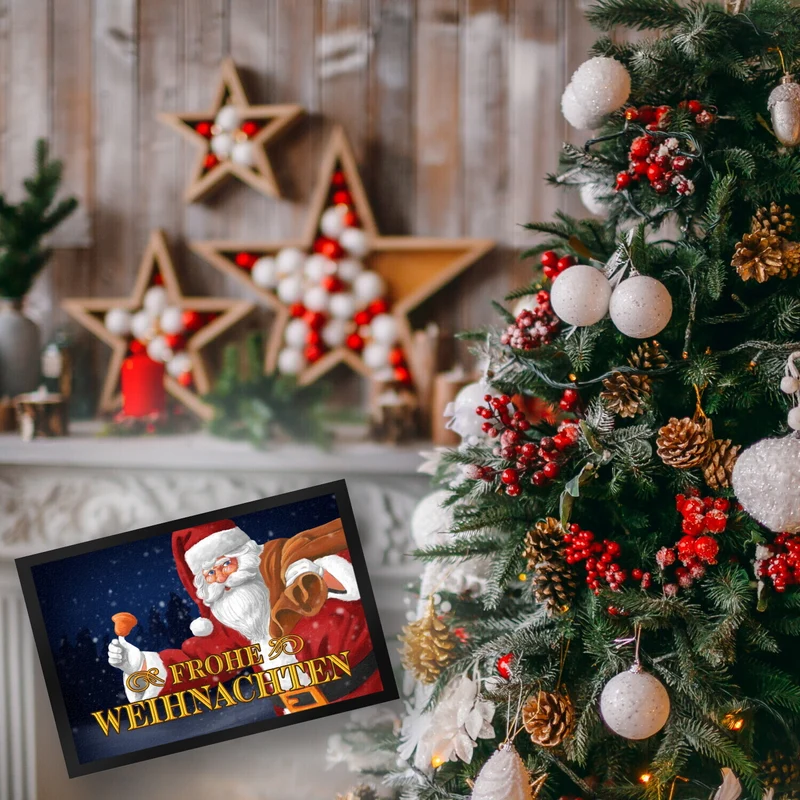 Frohe Weihnachten mit Weihnachtsmann Fußmatte
