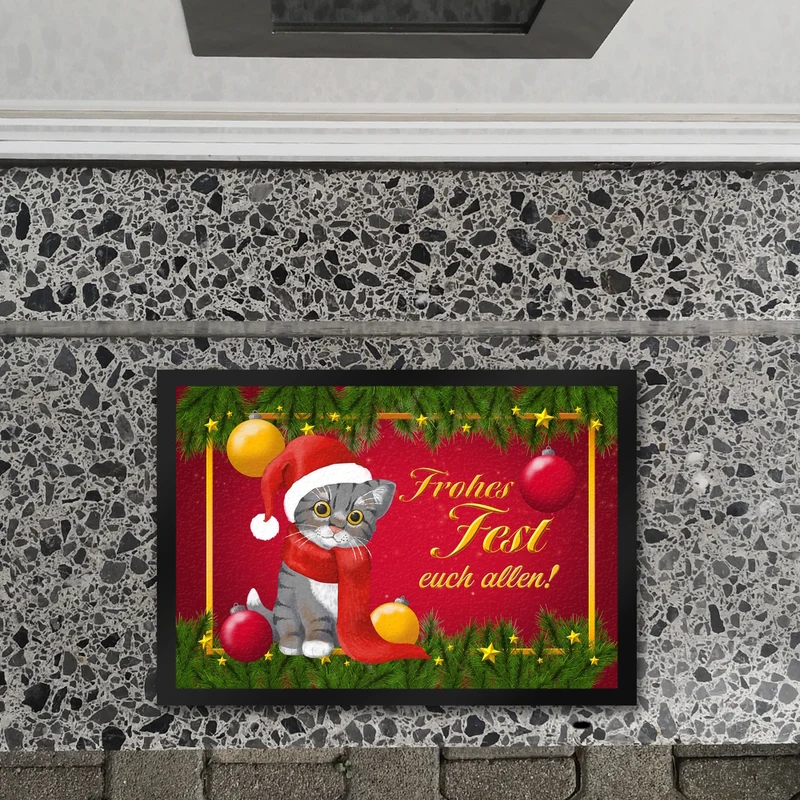 Frohes Fest Katze Fußmatte zu Weihnachten