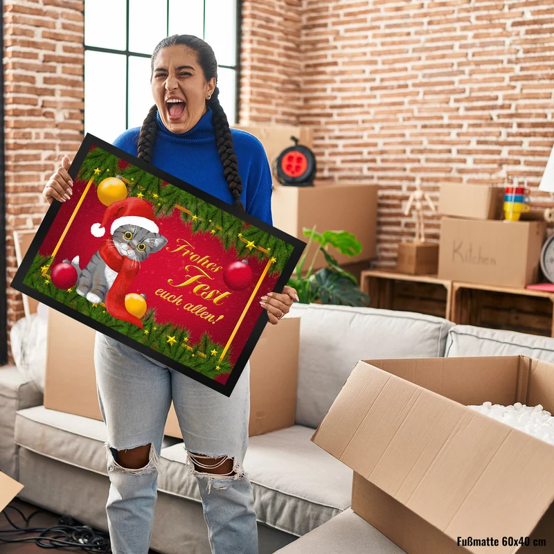 Frohes Fest Katze Fußmatte zu Weihnachten