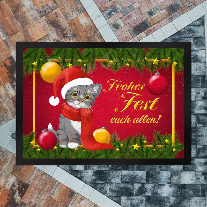 Frohes Fest Katze Fußmatte zu Weihnachten
