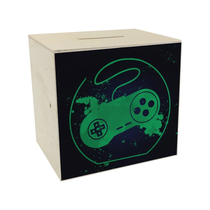 Spardose mit Retrocontroller für Videospieler