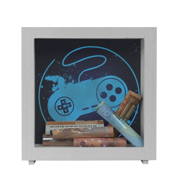 Spardose mit Retrocontroller für Videospieler