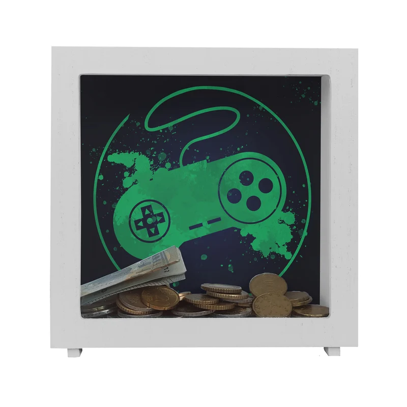 Spardose mit Retrocontroller für Videospieler