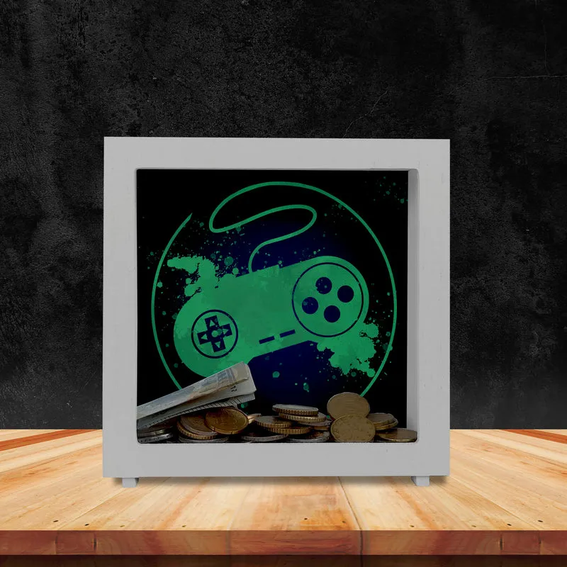 Spardose mit Retrocontroller für Videospieler