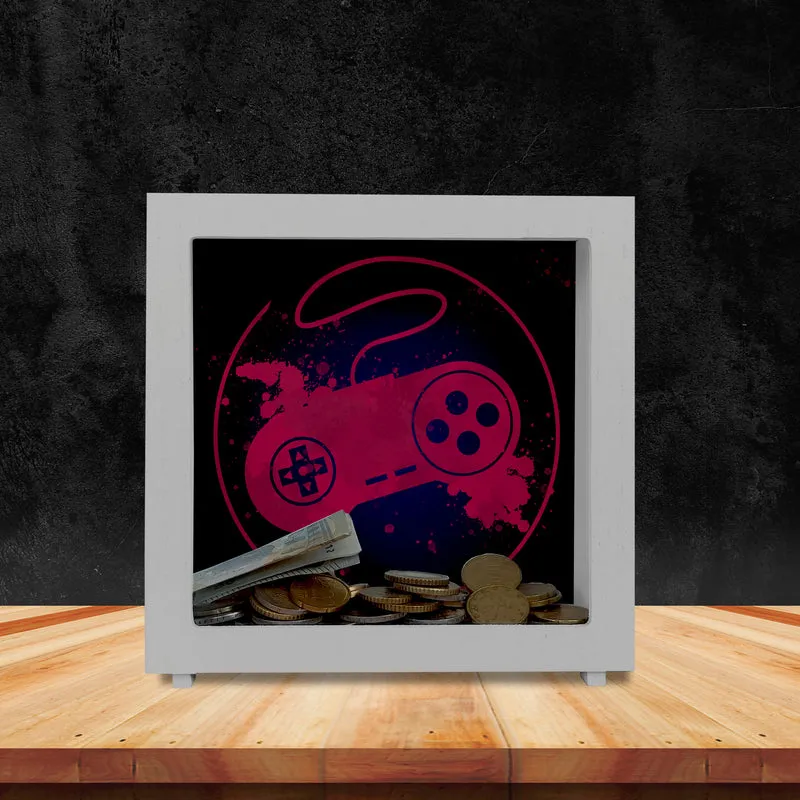 Spardose mit Retrocontroller für Videospieler