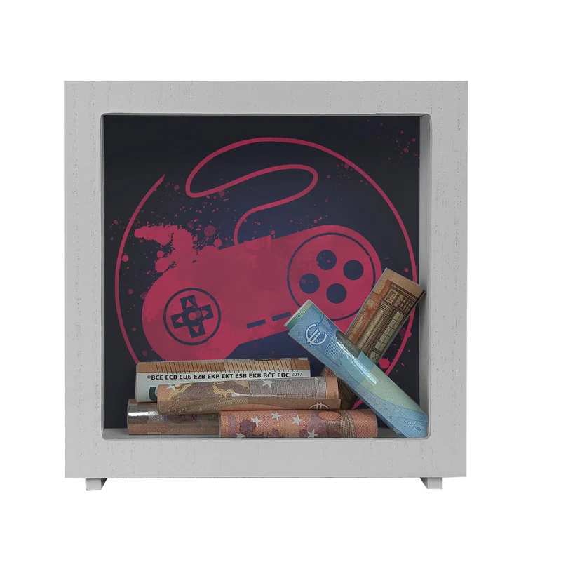 Spardose mit Retrocontroller für Videospieler